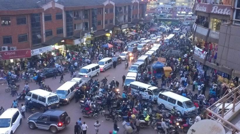 Busy transport hub in central Kampala