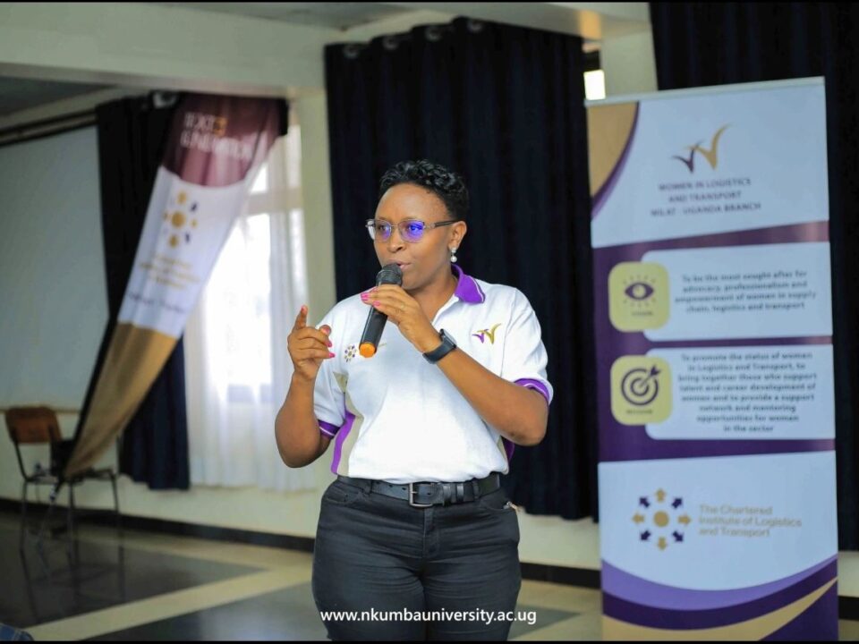 A speaker engaging students at Nkumba University